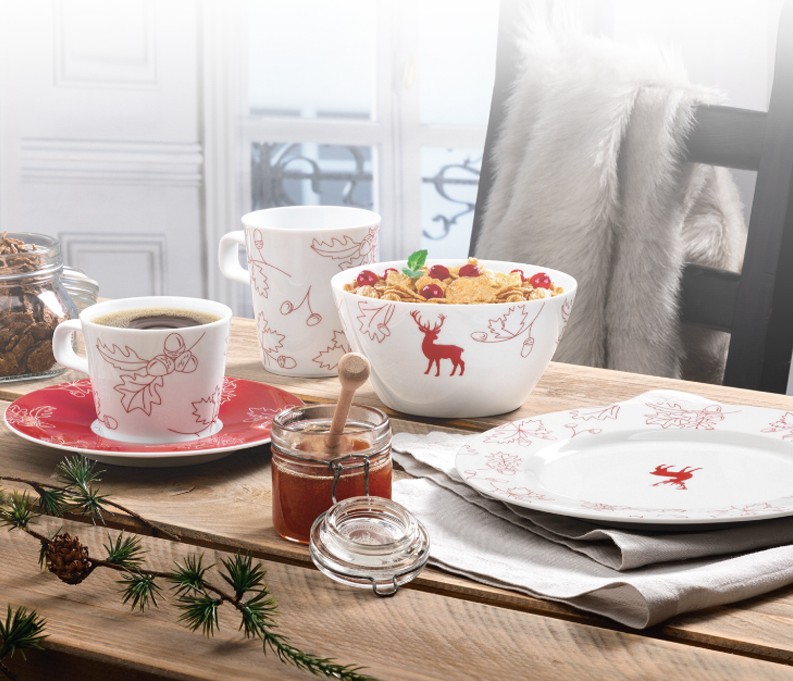 现货德国Seltmann Weiden驯鹿森林系列圣诞气氛餐具碗碟盘子 餐碗