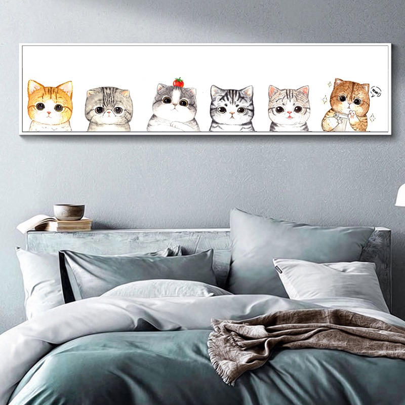 卡通猫咪十字绣2022新款线绣客厅小幅卧室简单儿童房床头画小件
