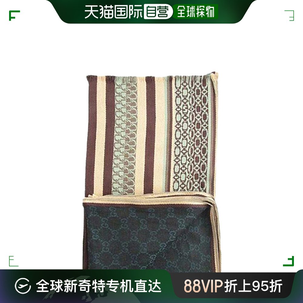 【99新未使用】香港直邮GucciGUCCI 古驰 藏青色羊毛真丝男士围巾