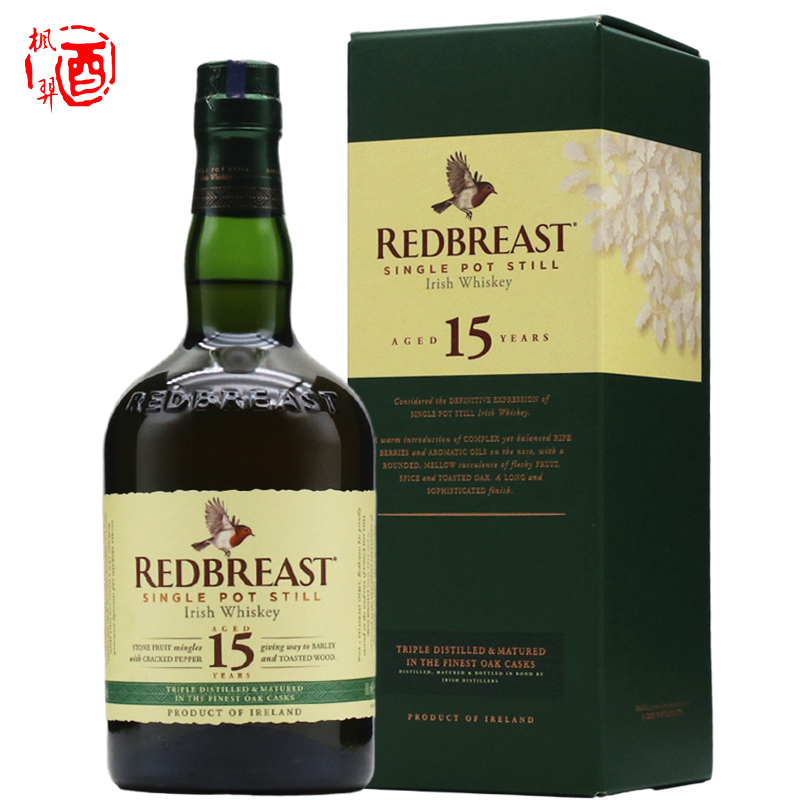 罗缤之舞 知更鸟15年单一壶式爱尔兰威士忌REDBREAST进口礼盒洋酒