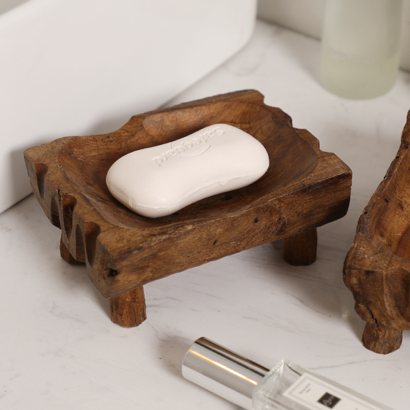 泰国家用创意木质皂盒卫生间沥水实木复古肥皂盒中式香皂盒皂托