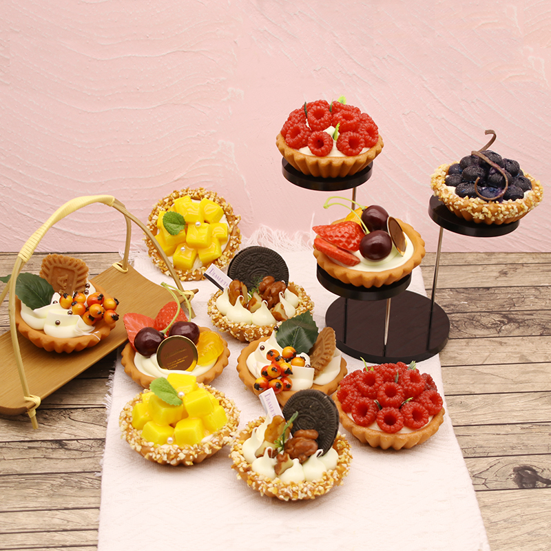 仿真蛋挞葡挞树莓芒果水果奶油蛋糕甜点模型冰箱贴橱窗食物装饰品