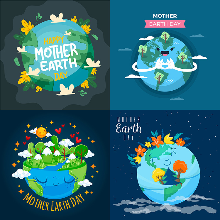 世界地球日插画 保护环境爱护地球海报背景 AI格式矢量设计素材
