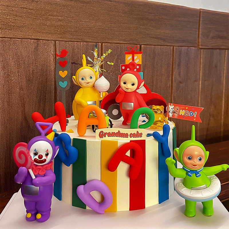 美式复古天线宝宝蛋糕装饰摆件卡通儿童生日动画片小玩偶网红插件