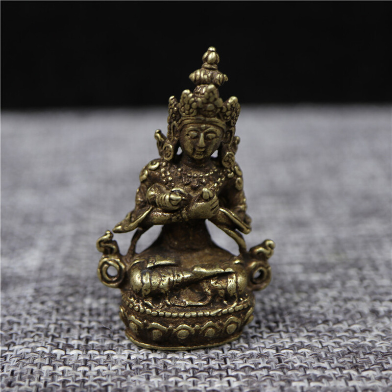 尼泊尔西藏手工纯铜金刚总持佛像金铜造像佛堂供奉小寸佛摆件随身