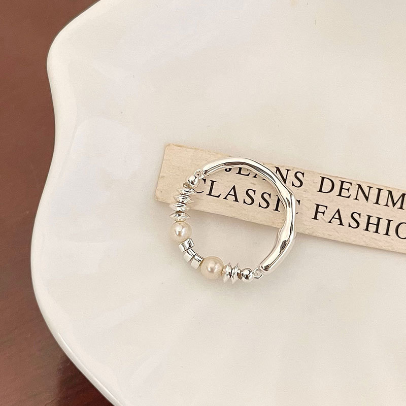 丽沁S925银时尚碎银子珠珠创意戒指女轻奢气质百搭个性戒指