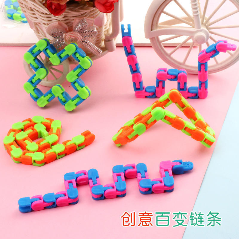 跨境魔术流体手环百变折叠减压自行车链条轨道小玩具24节链条