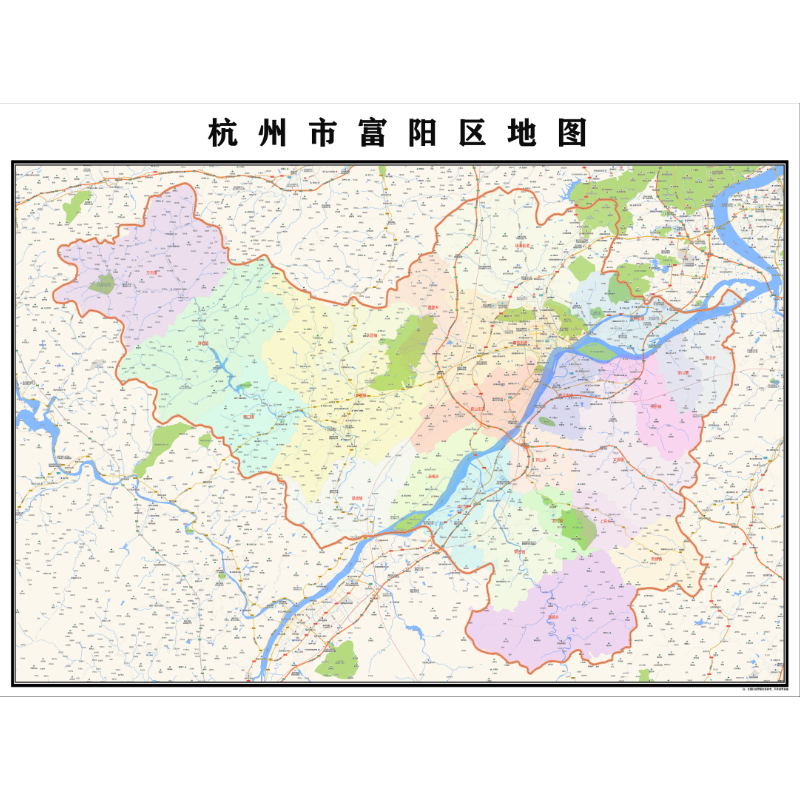 杭州市富阳区地图2023年行政区划市区主城区街道交通地图图片素材