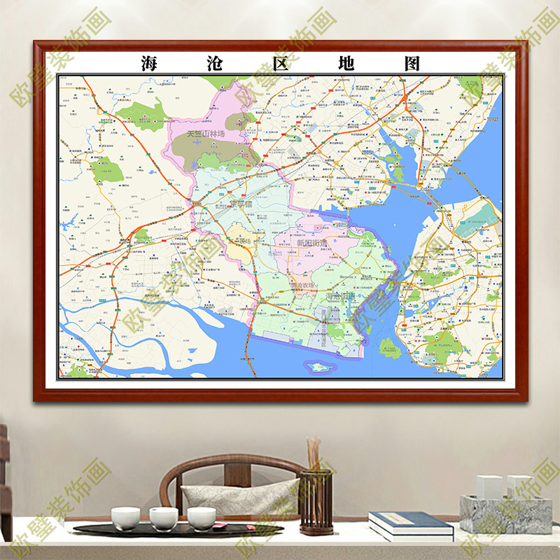 厦门市海沧区地图挂图行政交通地形街道电子带框2024地图超大定制