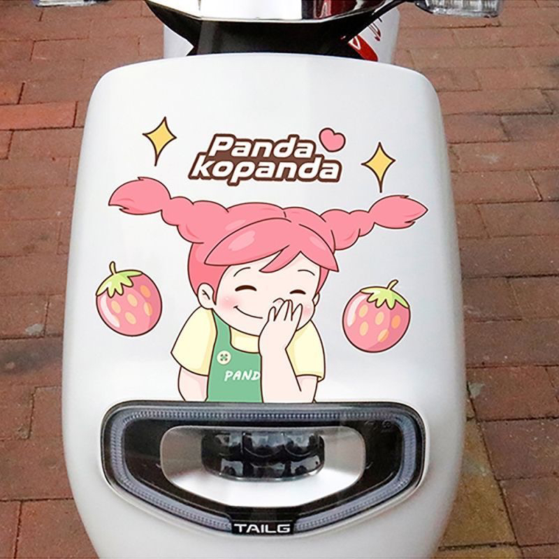 电动车贴纸小牛电动车贴纸熊猫家族米米可爱卡通摩托车小电瓶贴纸