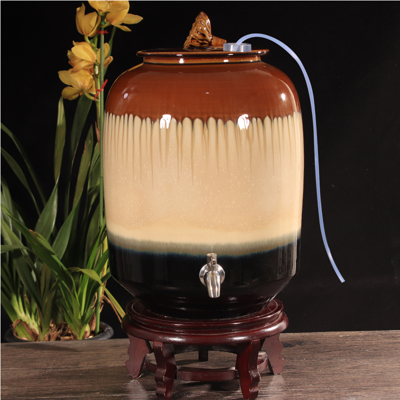 陶瓷水缸家用储水用带水龙头储水罐厨房大号客厅太岁泡茶桶茶水壶
