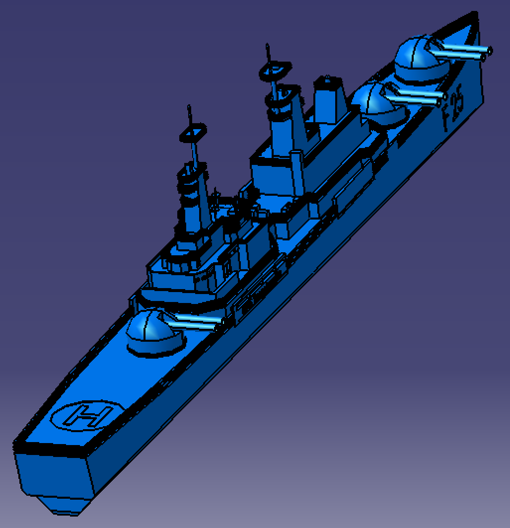 14厘米战列舰艇军舰船舶炮塔巡洋舰展示三维几何数模型3D打印素材