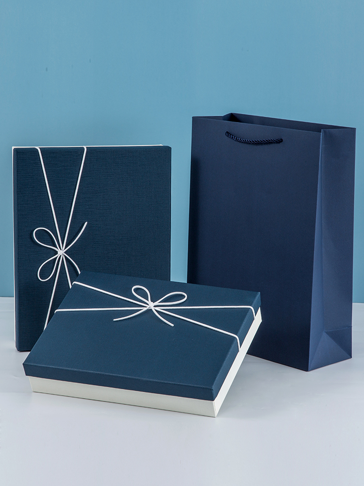 礼物盒空盒精美生日礼盒简约蓝色包装盒装围巾衣服大号礼品盒定制