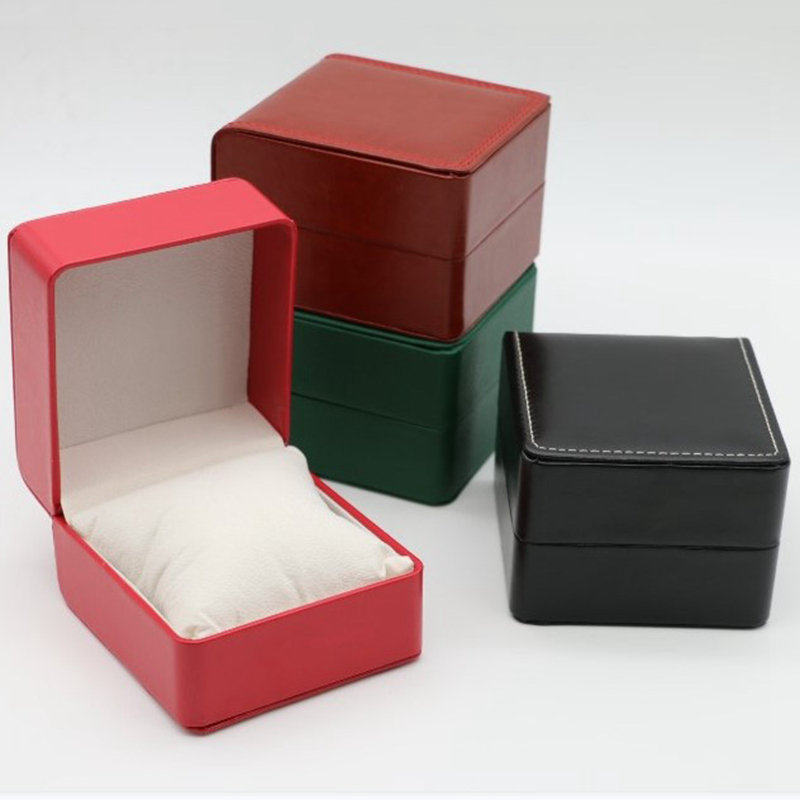 精致手表盒礼盒圆角手表盒收纳盒单个表盒便携水晶纹PU皮包装盒