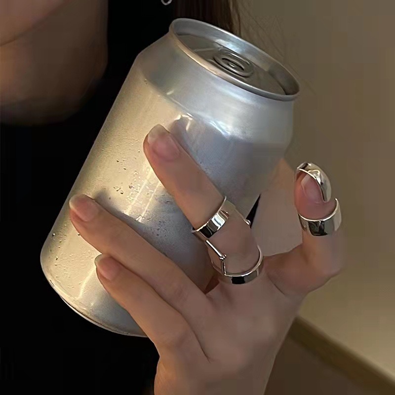 日韩新款简约轻奢ins小众设计冷淡几何可弯曲指环高级感金属戒指