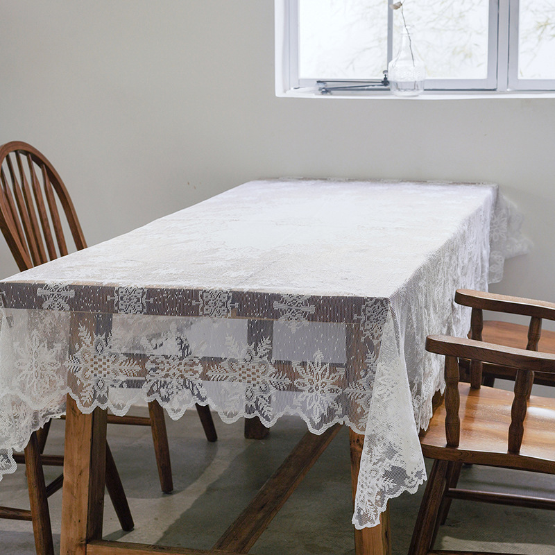蕾丝镂空桌布 白色雪花桌布圣诞节布置背景布 冰雪女王主题桌布