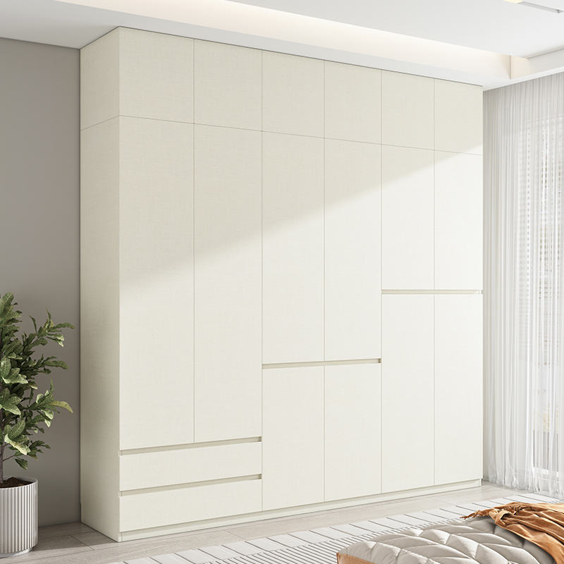 分段式ENF级衣柜实木定制加高顶柜卧室家用免拉手衣橱收纳柜子