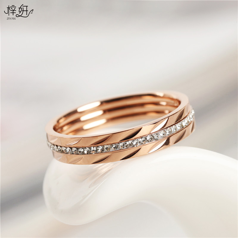 港风三生三世戒指女时尚个性韩版潮欧美钛钢18k玫瑰金食指环chic