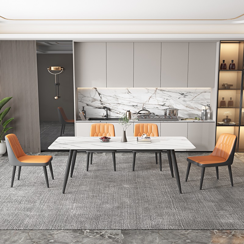 北欧岩板餐桌椅子现代简约家用吃饭桌小户型客厅家具成品大理石桌