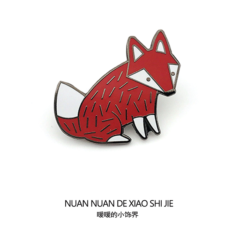 红色小狐狸胸针 可爱日系卡通动物高档精致金属徽章包包配饰