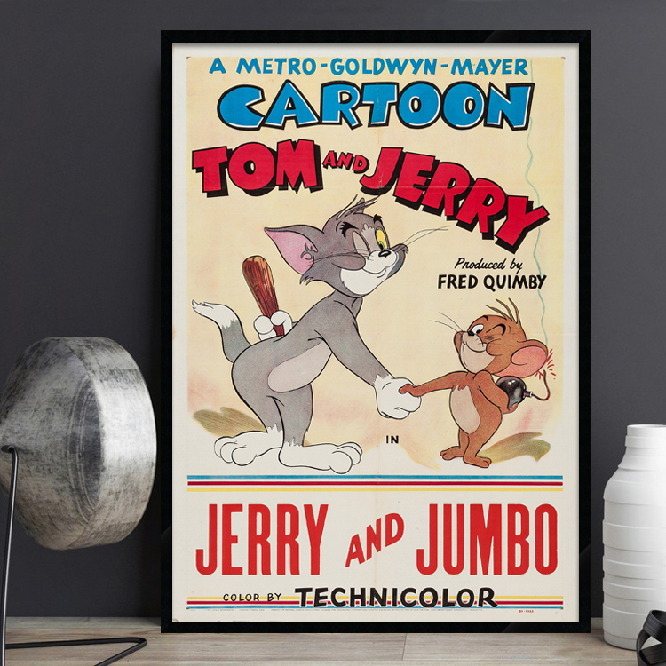 Tom and Jerry 猫和老鼠动画卡通海报复古怀旧儿童房床头个性挂画