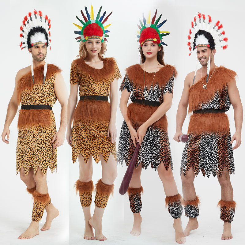 野人服装非洲鼓演出服土著人服装原始部落印第安酋长非洲民族服装