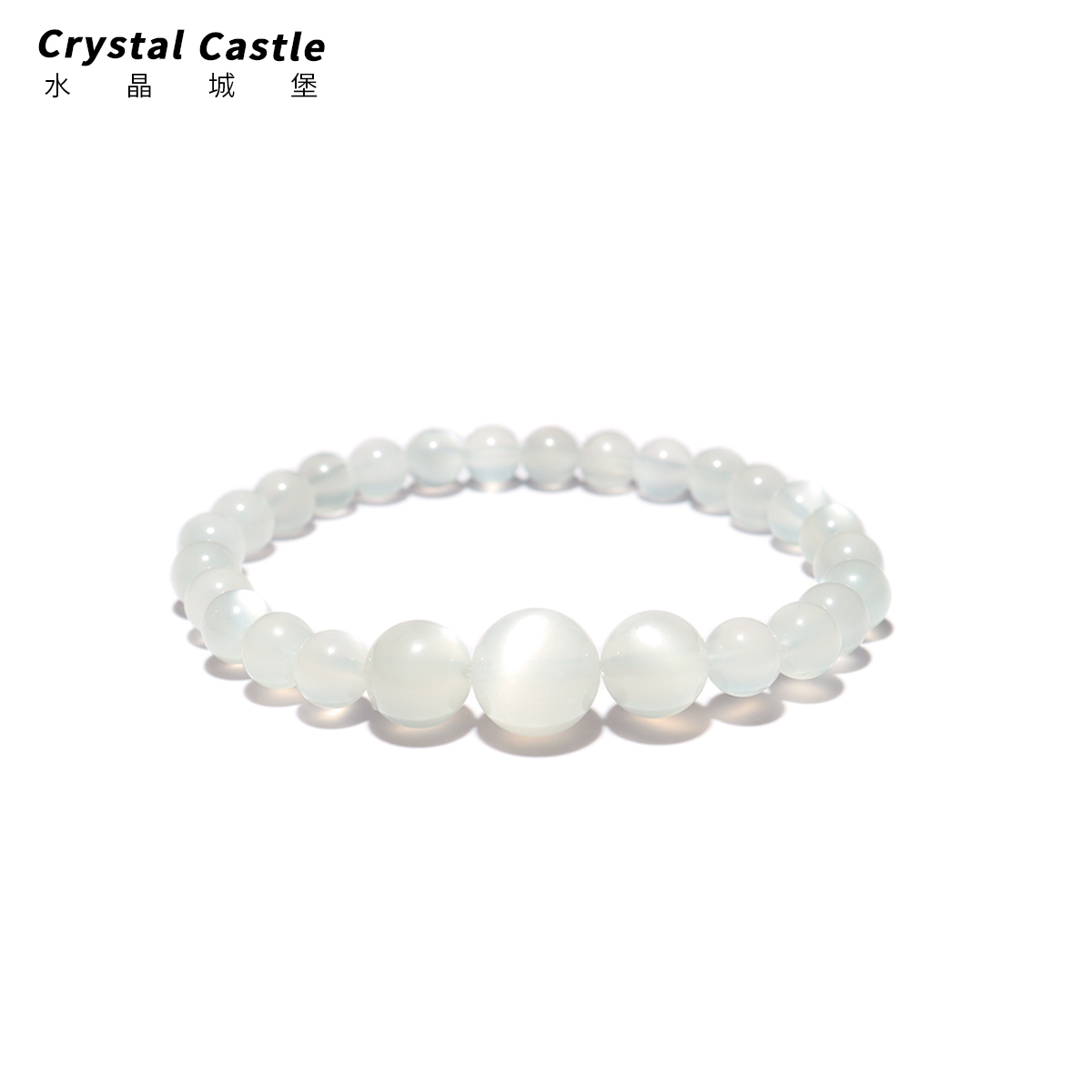 CrystalC正品天然奶油体白月光石手链女生白玛瑙手串原创设计简约