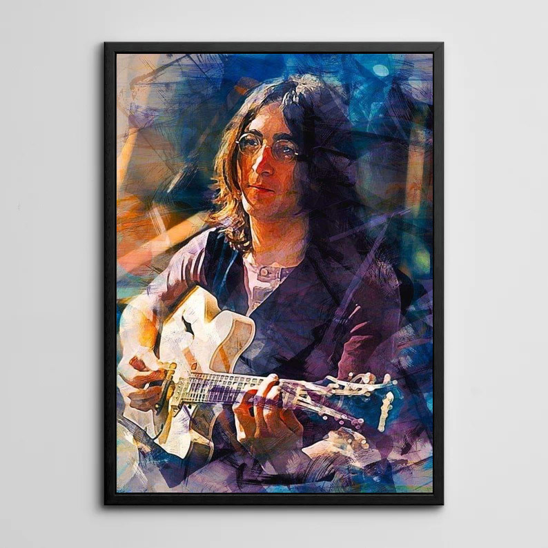 装饰画有框挂画墙壁设计海报音乐摇滚披头士乐队约翰列侬黑白艺术