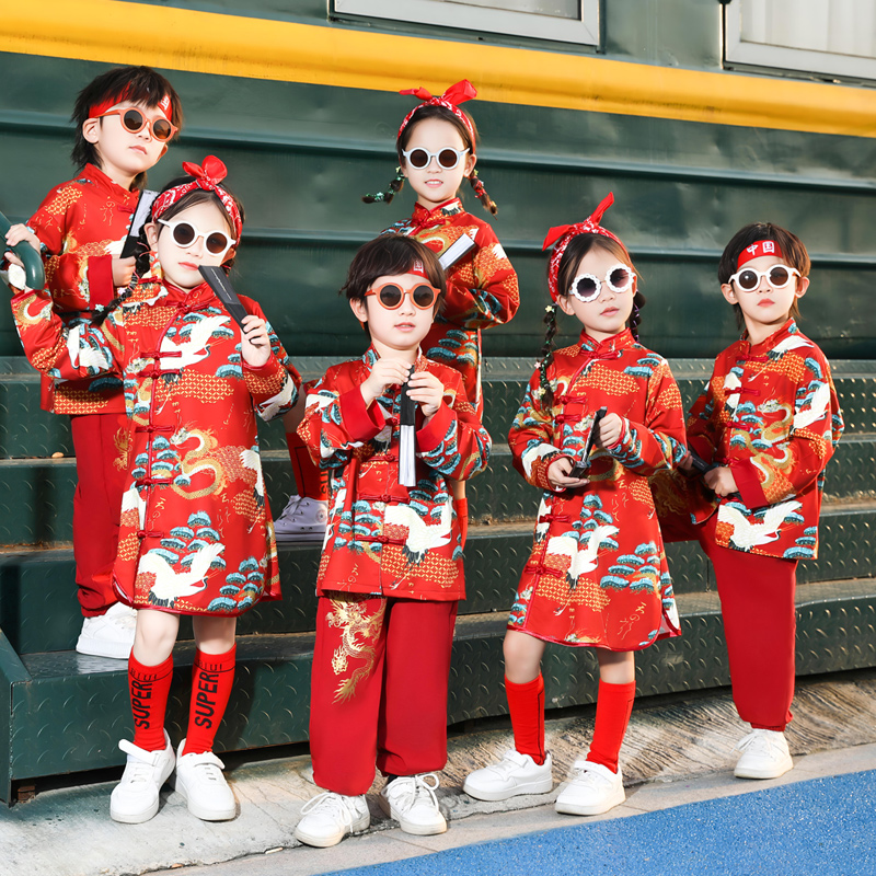 六一儿童演出服套装男童国风唐装女童旗袍裙幼儿园园服新款舞台装