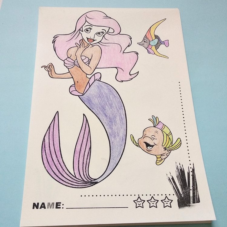 女孩宝宝儿童美人鱼公主填色涂色本启蒙益智学画涂鸦绘画简笔画本