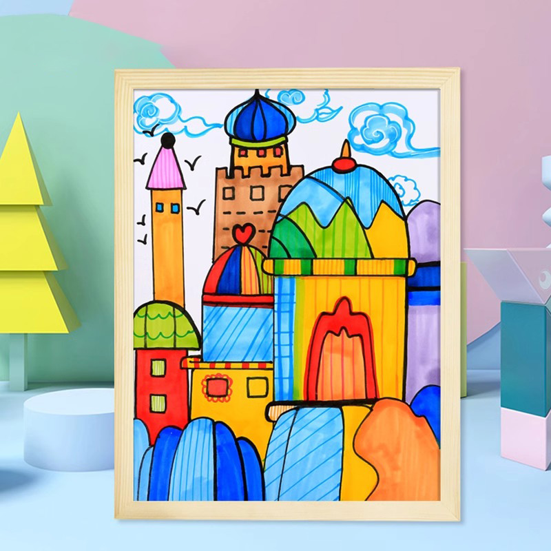 简易儿童画框装裱a4A3相框挂墙4K开8k素描美术画画海报实木外框架