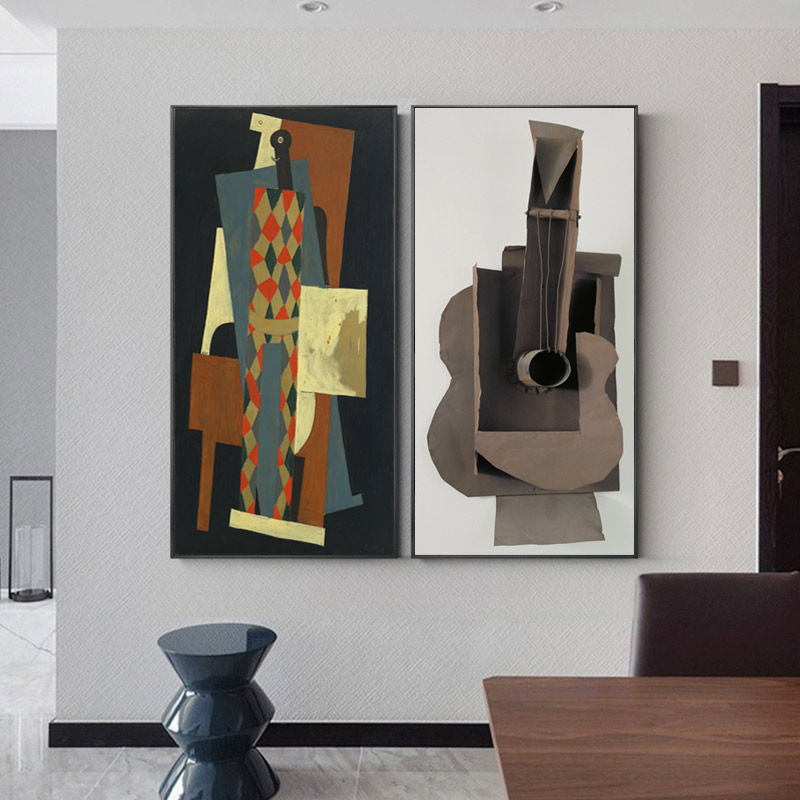 吉他 毕加索装饰画现代抽象艺术玄关挂画走廊落地画大师名画人物
