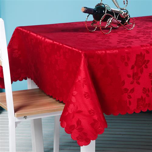 正方形布料粉红色尺寸圆形四方防滑玫红色家用欧式纯色桌布桌面西