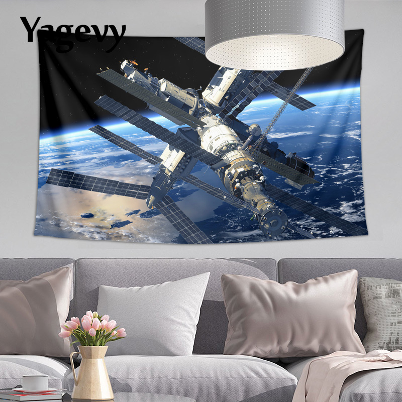 宇宙太空站空间站航天器航天迷主题墙装饰海报背景布挂布墙布挂毯