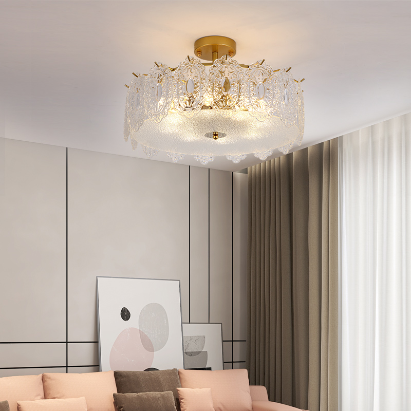 轻奢法式简约现代水晶吸顶灯创意大气圆形房间灯温馨浪漫主卧室灯
