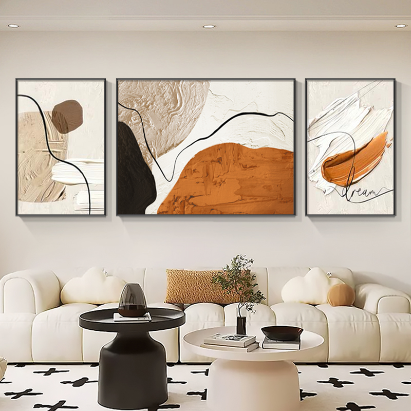 现代轻奢抽象艺术客厅装饰画大气沙发背景墙简约壁画三联墙壁挂画