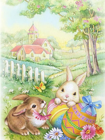 DIY数字油画自己填色手绘彩色卡通小鸡兔子儿童绘画家居装饰新款