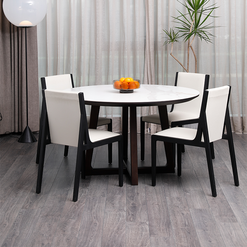 新品意式轻奢岩板餐桌椅组合家用小户型圆形饭桌R现代简约餐厅6人