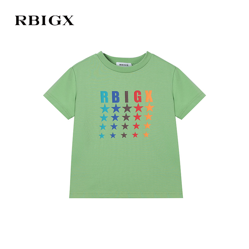 RBIGX瑞比克童装夏季百搭潮流设计感罗纹圆领男童帅气t恤