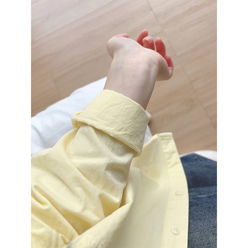 韩系chic港味黄色衬衫女防晒外套夏季2024年新款洋气独特别致上衣