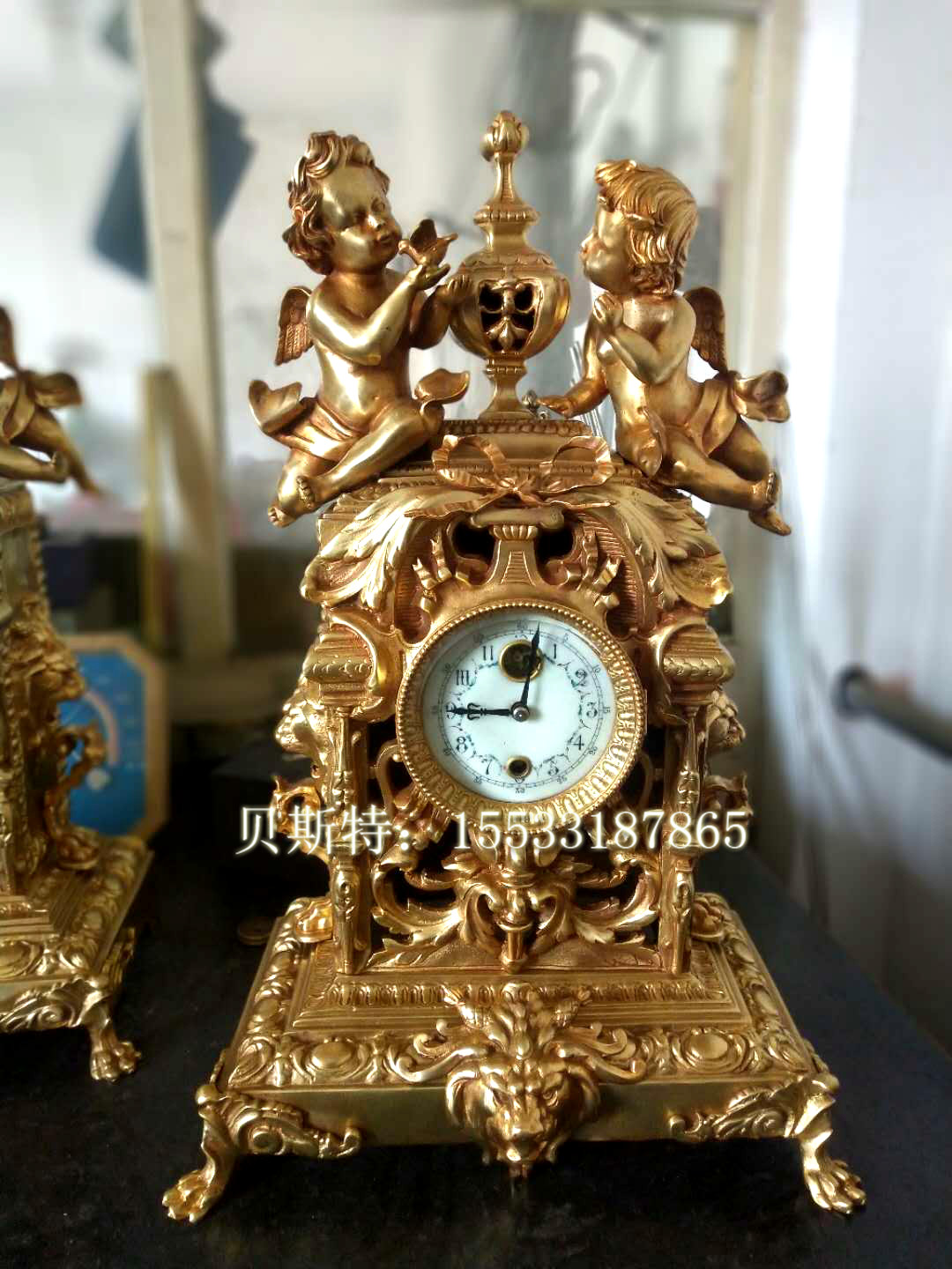 定制钟表纯铜金色老式机械报时座钟家居欧式西洋软装摆钟创意游丝