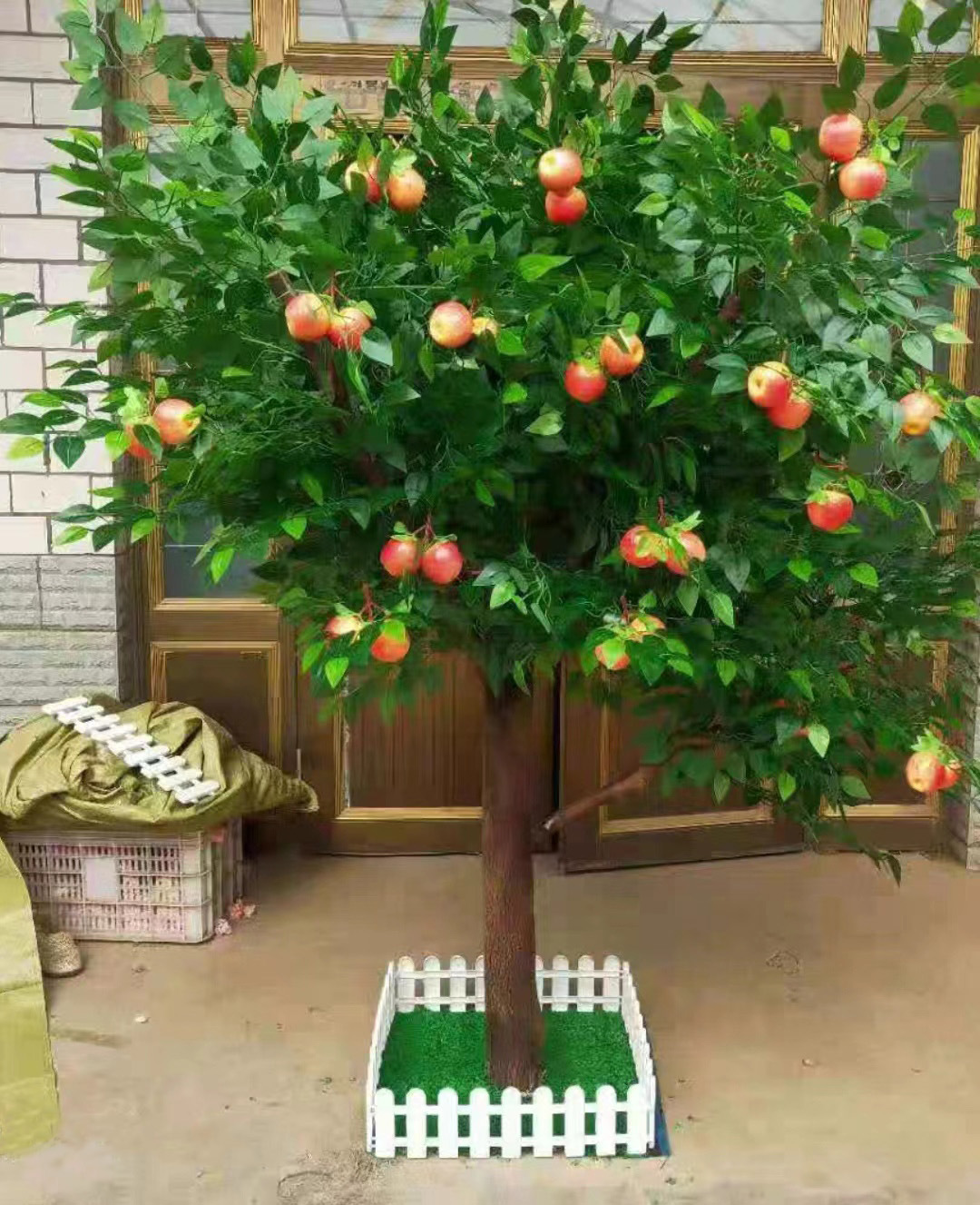 仿真假树果树苹果柿子橘子山楂树装饰实木大型装饰室内花艺