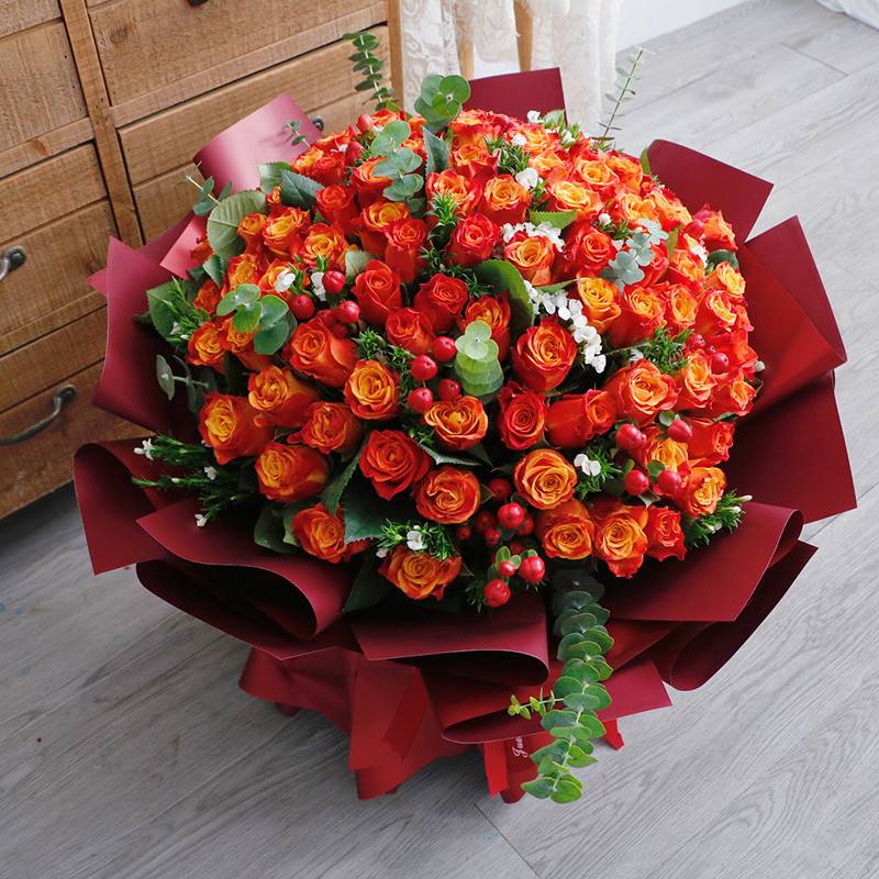 玫瑰52朵玫瑰花束情人节北京天津同城速递送花上门送女友99红玫瑰