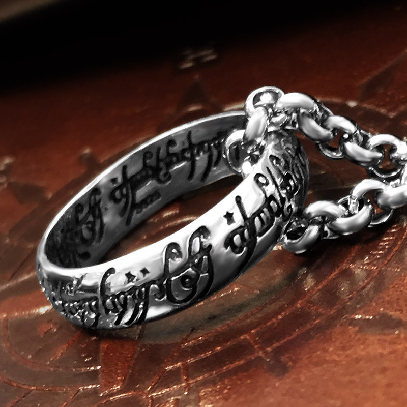 手工雕刻指环王至尊魔戒纯银戒指男士复古气质饰品项链个性配饰