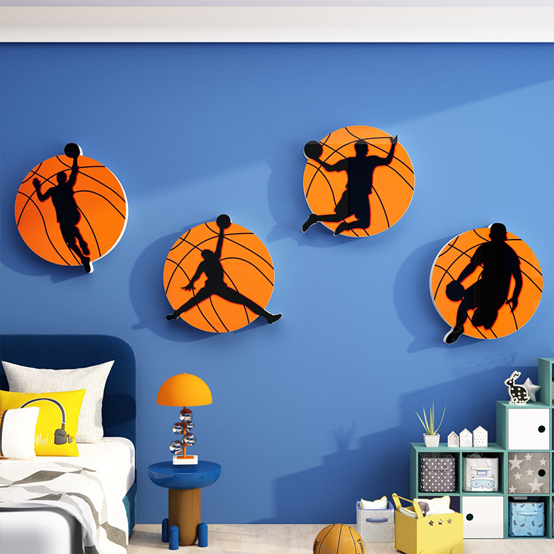 男孩儿童房间布置墙面装饰画nba科比海报卧室床头篮球主题墙贴纸