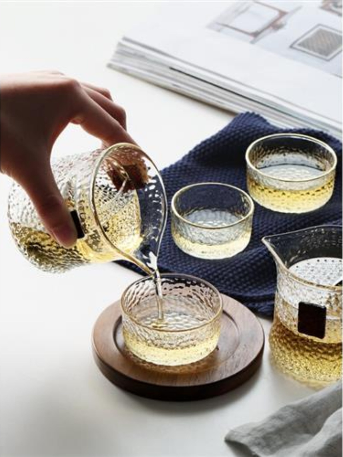 简易茶具便携式日式玻璃泡茶杯功夫茶具简易便携式办公室快客杯一