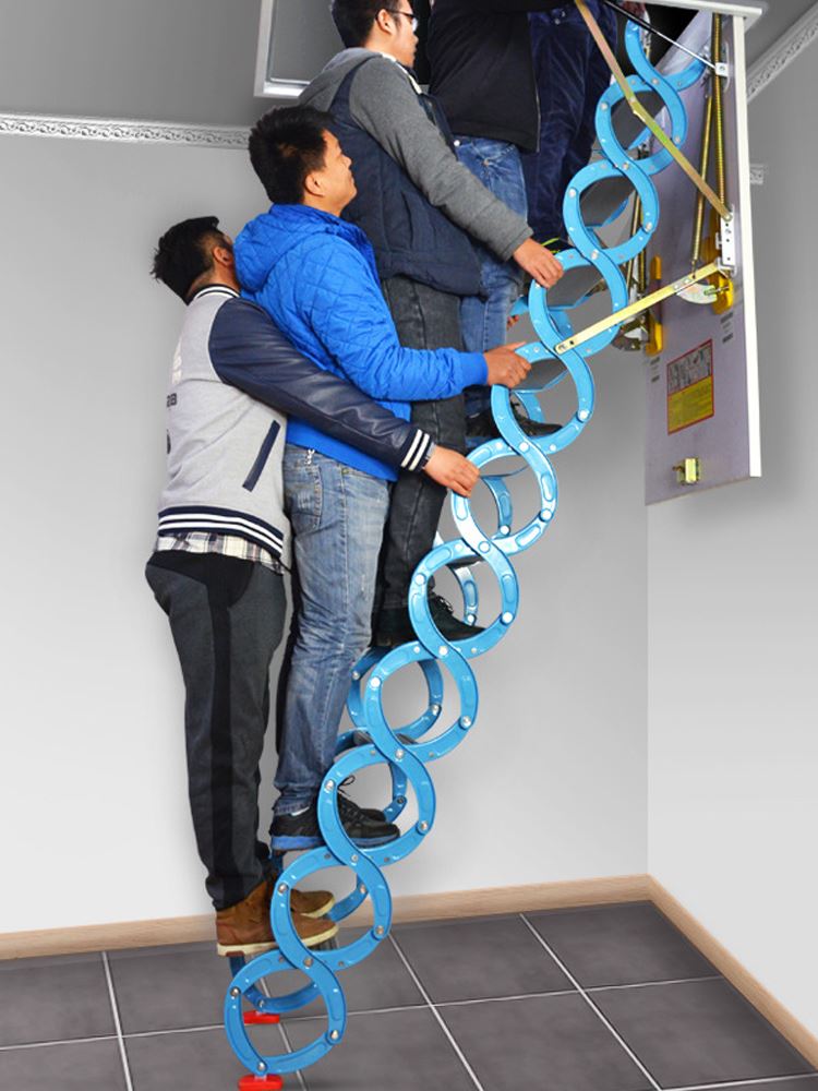 电动折叠可升降隐形阁楼梯子可收伸缩全自动家用室内别墅复式遥控