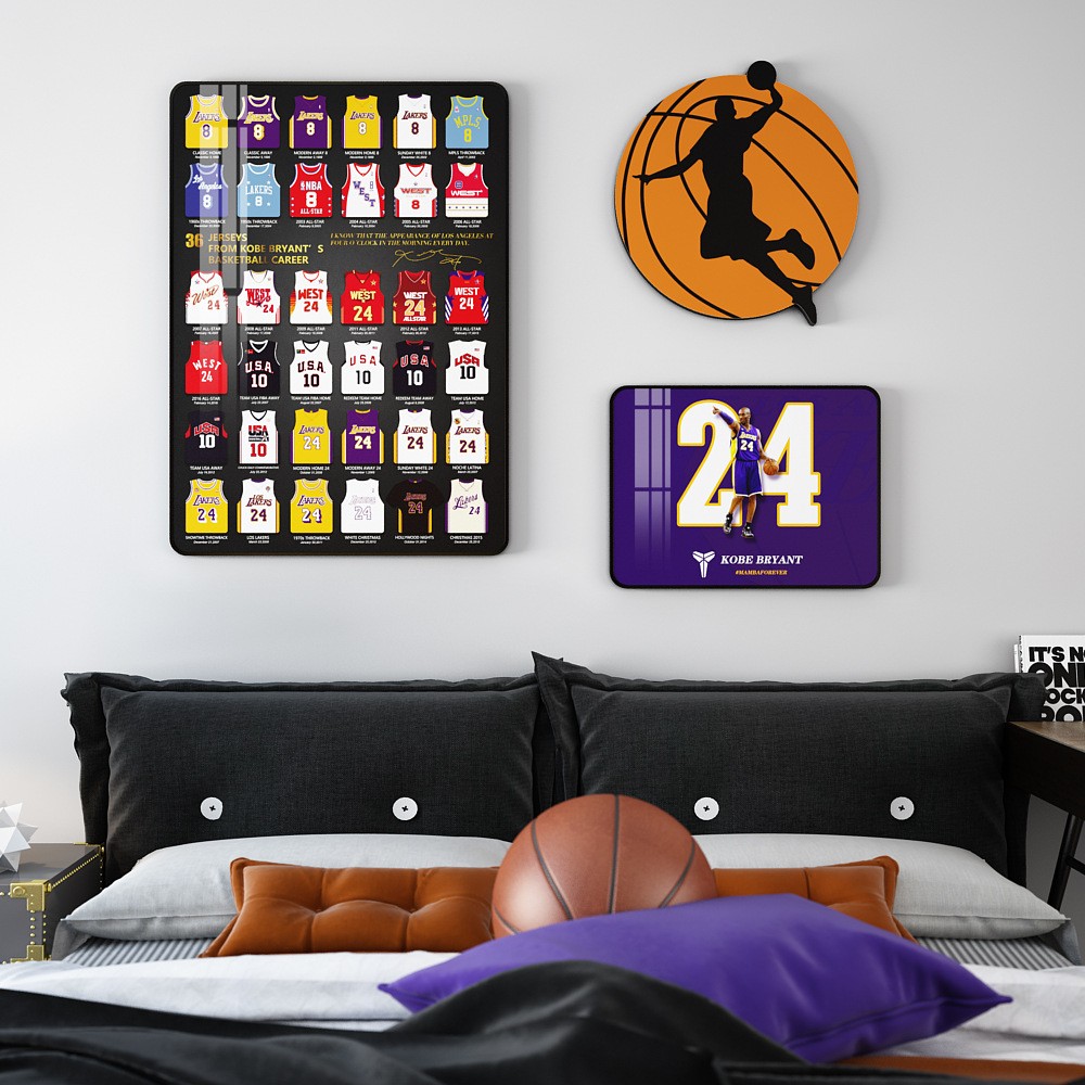 NBA明星科比乔丹篮球海报装饰画卧室床头背景墙壁画男孩房间挂画