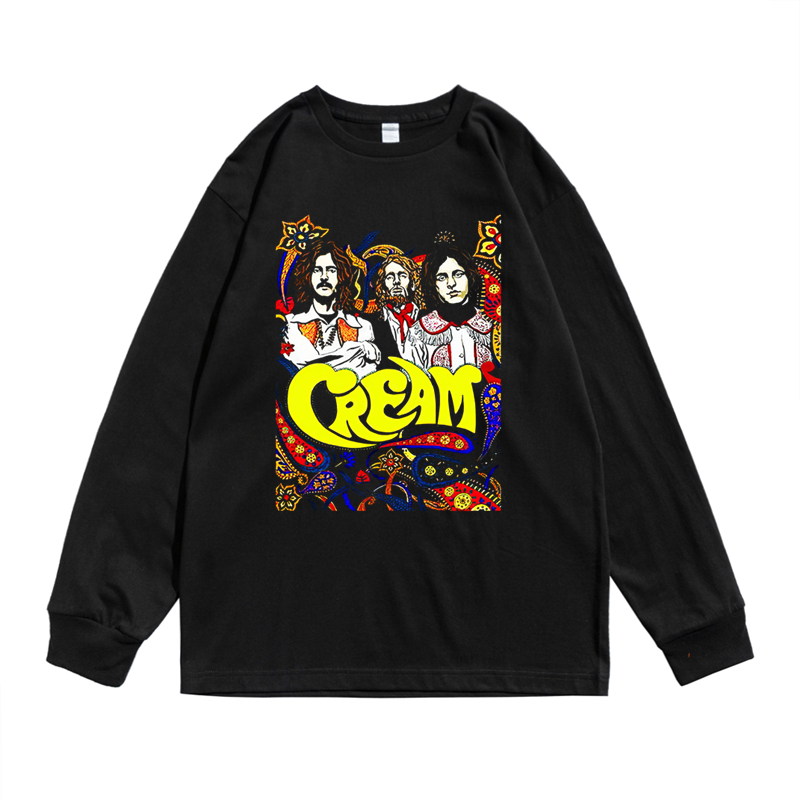 欧美摇滚Cream奶油乐队专辑人物印花个性长袖T恤宽松圆领纯棉男女