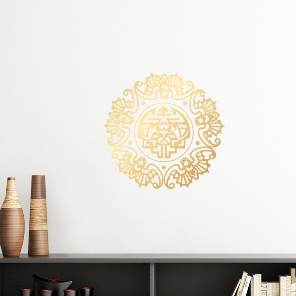 圆形金色蝴蝶中国图案墙贴壁纸房间贴花